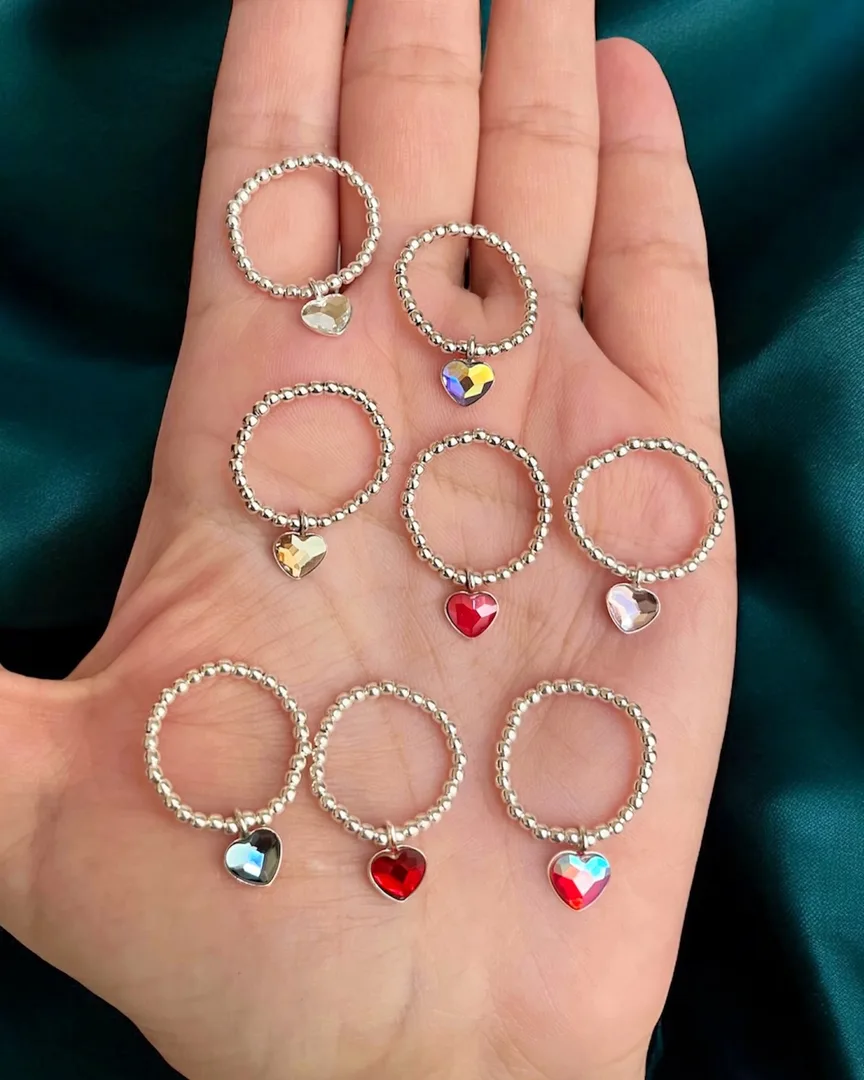 Сребърни пръстени с кристални сърца Swarovski